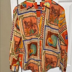 Calypso St. Barth Orange and Brown Patterned Shirt